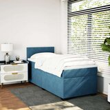 vidaXL Box spring postelja z vzmetnico modra 100x200 cm žamet | Shoptok.si
