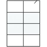 Pregrada za tuš crna 140 x 195 cm s napola mutnim staklom ESG | shoptok.hr