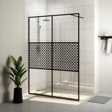 Pregrada za tuširanje s prozirnim staklom ESG 140 x 195 cm crna | shoptok.hr