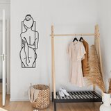 Female posture black decorative metal wall accessory