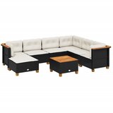 Maison Chic Seti vrtnega pohištva - Vrtna garnitura - Vrtni pohištvo set 8-delna z blazinami črn poli ratan, (21799729) | Shoptok.si