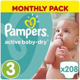 Pampers plenice ABD Active Baby Dry, mesečno pakiranje S3, 208 kos | Shoptok.si