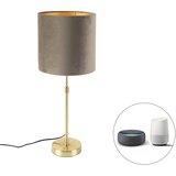 QAZQA Pametna namizna svetilka zlata z velur senčnikom taupe 25 cm vključno z Wifi A60 - Parte | Shoptok.si
