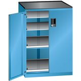 LISTA Predalnik s krilnimi vrati, višina 1020 mm, 4 police, nosilnost 75 kg, svetlo moder | Shoptok.si