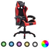 vidaXL Igraća stolica s RGB LED svjetlima crveno-crna od umjetne kože | shoptok.hr