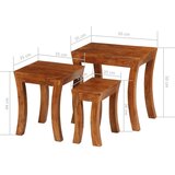 3 Komplet mizic 3 kosi trden akacijev les 50x35x50 cm rjave barve | Shoptok.si