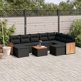vidaXL 10-dijelni set vrtnih sofa s jastucima crni od poliratana | shoptok.hr