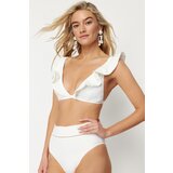 Trendyol Ecru Triangle Frilly Bikini Top | Shoptok.si