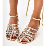 Gemre Gold closed sandals with zircons Emolla | Shoptok.si