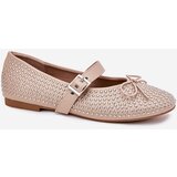 Boto Embellished ballerinas with bow and strap beige Zdivisa | Shoptok.si