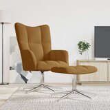  Stolica za opuštanje s osloncem za noge smeđa baršunasta | shoptok.hr