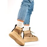 primohurt Beige snow boots with a cuff, insulated women's winter boots with a thick sole | shoptok.hr
