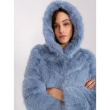 Fashion Hunters Light blue transitional jacket with eco fur