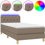  Krevet box spring s madracem LED smeđesivi 80 x 200 cm tkanina | shoptok.hr