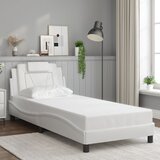  The Living Store Posteljni okvir z vzglavjem bel 90x200 cm blago - Posteljni Okvir, (21450701) | Shoptok.si