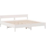  Krevet s regalom z knjige bez madraca bijeli 200x200cm borovina | shoptok.hr