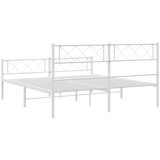  Metalni okvir kreveta uzglavlje i podnožje bijeli 150 x 200 cm | shoptok.hr