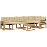vidaXL Zunanja garnitura za sedenje z blazino 7 pcs Bela in bež, (5000282194) | Shoptok.si