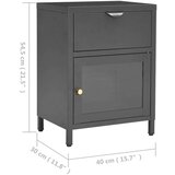 Nočna omarica antracitna 40x30x54,5 cm jeklo in steklo, (20624299) | Shoptok.si