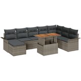 vidaXL 9-dijelni vrtni sofa set s jastučićima u sivoj boji poli ratan, 2-sjedni vrtni sofa s prostorom za pohranu i jastučićima u sivoj boji poli ratan | shoptok.hr