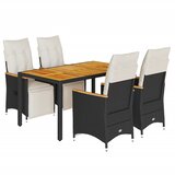  5-dijelni vrtni bistro set od poliratana s jastucima crni Crna 150 x 90 x 75 cm | shoptok.hr