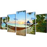 vidaXL Zidne Slike na Platnu s Printom Pješčane Plaže s Ležaljkom 200 x 100 cm | shoptok.hr