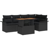 vidaXL set od 6 komada vrtnih sofa s jastučićima crni poli ratan, 2-sjedalna vrtna sofa s prostorom za pohranu i jastučićima crni poli ratan Cijene