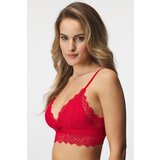 Hugo Boss Podložen Bralette modrček HUGO Triangle Lace Red | Shoptok.si