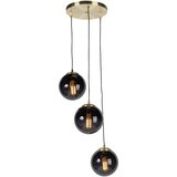 QAZQA Viseča svetilka dnevna soba, art deco, moderno, tri črne steklene kroglice skupaj, prostor za sedenje, stranska miza | Shoptok.si