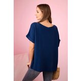 Kesi Włoski Muslin blouse with a necklace navy blue | Shoptok.si