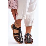 Kesi Women's Flat Sandals with Zirconia Black Ascot Cene