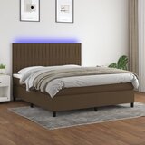  The Living Store Box spring postelja z vzmetnico LED temno rjava 180x200cm blago - Box Spring Postelja, (21516499) | Shoptok.si