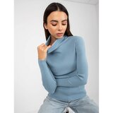 Fashion Hunters Light blue plain ribbed turtleneck sweater | ePonuda.com