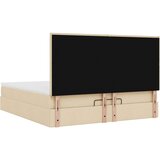 vidaXL Otomanski posteljni okvir z vzmetnico krem 160x200 cm blago | Shoptok.si