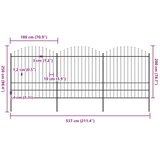  Vrtna ograda s vrhom koplja Čelik 537x200 cm Crna | shoptok.hr