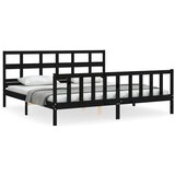 Maison Chic Posteljni okvir - Dvoposteljna postelja - Zakonska postelja z vzglavjem črn 200x200 cm trden les-J5884, (21776773) | Shoptok.si