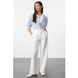 Trendyol White Waist Detailed Straight Cut Woven Trousers Cene