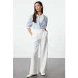 Trendyol White Waist Detailed Straight Cut Woven Trousers