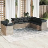 Maison Chic Seti vrtnega pohištva - Vrtna garnitura - Vrtni pohištvo set 9-delna z blazinami sv. siv poli ratan, (21797820) | Shoptok.si