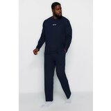 Trendyol Plus Size Pajama Set - Dark blue - Plain Cene