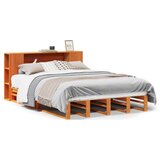 vidaXL Knjižna postelja brez vzmetnice vošč. rjava 120x200cm trden les | Shoptok.si