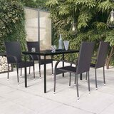 5-dijelni vrtni blagovaonski set s jastucima crni Crna Dužina stola 140 cm | shoptok.hr
