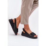 ARTIKER Ladies leather wedge sandals with decoration Black | ePonuda.com