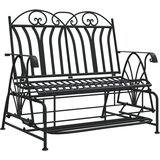 The Living Store Gugalna klop za 2 osebi 114 cm črno jeklo - Gugalna Klop, (21494068) | Shoptok.si