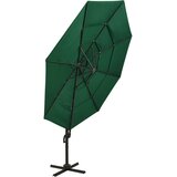  Vrtni suncobran s 4 razine i aluminijskim stupom 3 x 3 m zeleni | shoptok.hr