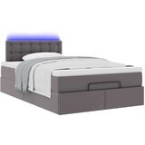 vidaXL Otomanski posteljni okvir z vzmetnico siv 120x190 cm um. usnje, (21611910) | Shoptok.si