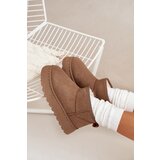 Boto Women's Snow Boots On Platform Insulated With Fur Khaki Vesirae | Shoptok.si