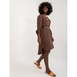 Fashion Hunters Brown casual dress with belt