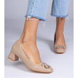 D/CEO marka niezdefiniowana Brown low heel pumps with rhinestones Cahes | Shoptok.si