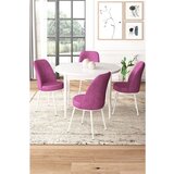 Hanah home Tor - White, Purple WhitePurple Dining Table & Chairs Set (5 Pieces) | ePonuda.com